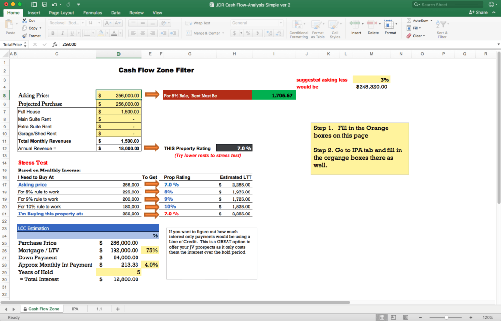 Real Estate Investment Spreadsheet 1